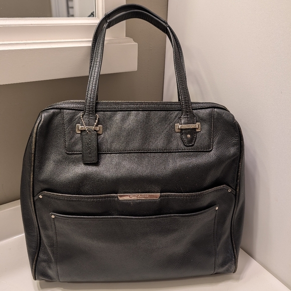 🖤EUC Coach Taylor Bette Genuine Smooth Leather Shoulder Satchel Bag, Black, LG - Picture 2 of 16